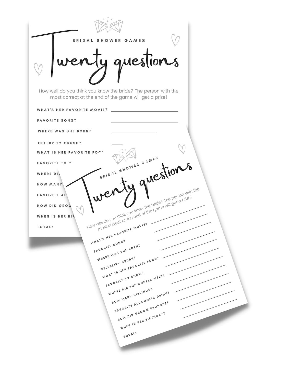 Bride Trivia Bridal Shower Game, Groom Trivia Game, Bridal Shower Games, Digital Printable PDF