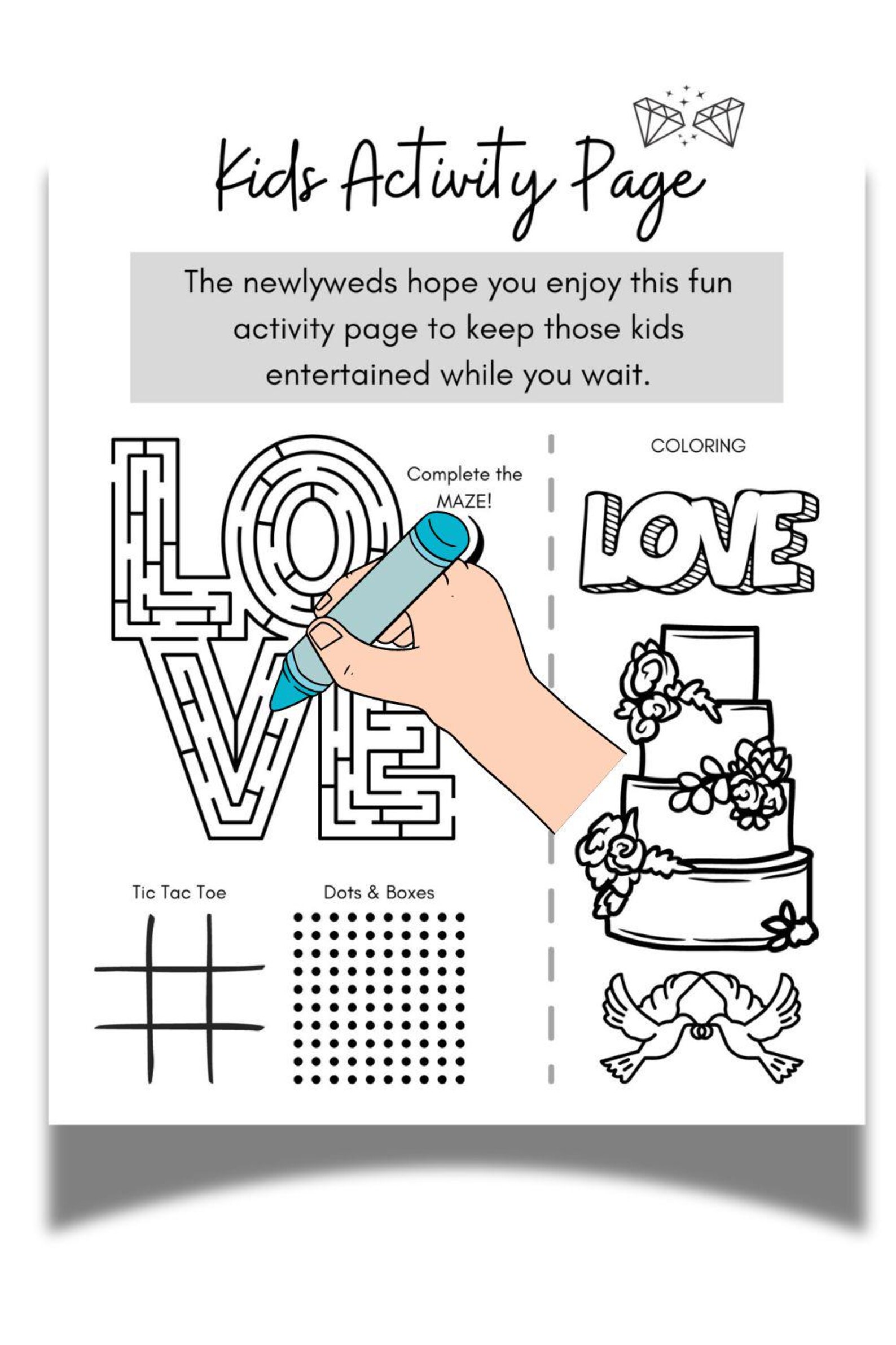 Coloring Page for Wedding Reception / Bridal Shower - Wedding ...