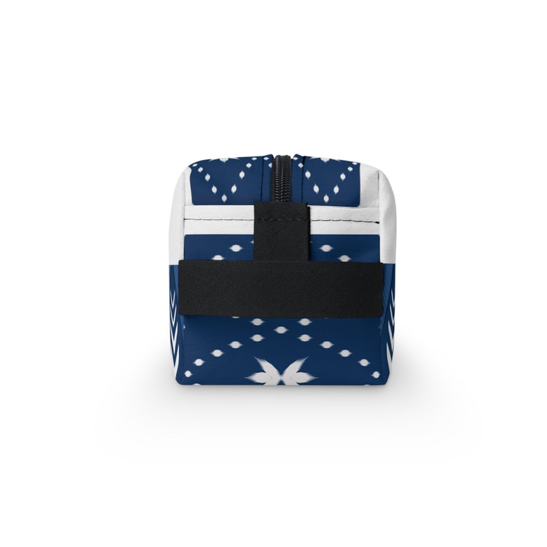 Trendy Aztec Print Zipper Pouch in Blue and White, Geometric Makeup Bag, Toiletry Bag image 5