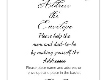 Address the Envelope Sign, Write Your Address, Minimalist Baby Shower, Help the Busy Mom To Be, Make yourself the addressee,