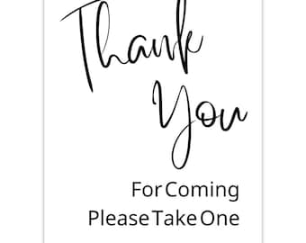 Script Thank You Favors Sign, Printable Calligraphy Thank You Sign, Wedding Favor Thank you sign, Bridal Shower Sign,