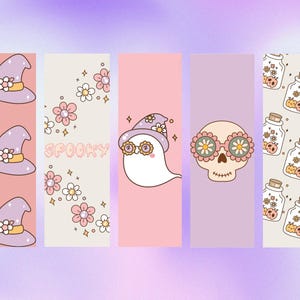 Pastel Halloween Printable Bookmark Set of 5 - Etsy