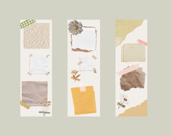 Scrapbook Style Printable Bookmark Set of 3 Download