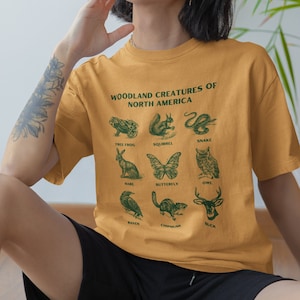 Vintage Nature T-Shirt, Cottagecore Animal Shirt, Hiking Shirt, Wes Anderson Style Shirt, Minimalist Vintage Nature Shirt, Animal Shirt