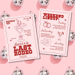 Last Rodeo Bachelorette Invitation Template | Western Cowgirl Bachelorette Party Invite | Editable Canva Download | Yeehaw Bach