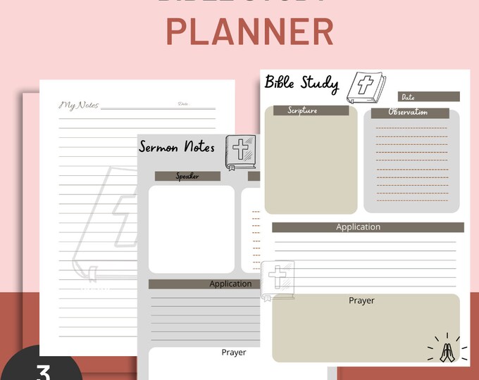 Bible Study Planner Template - Planner Printable, Prayer Journal ...