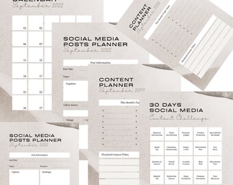 Social media planner printable Facebook tracker Instagram planner followers tracker YouTube planner big happy planner content planner