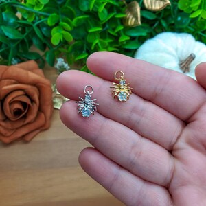 Crystal Spider Charm, Crystal Earring Findings, Price Per Pair, Charms and Findings for Jewelry Makers, Halloween Charms for Jewelry Makers