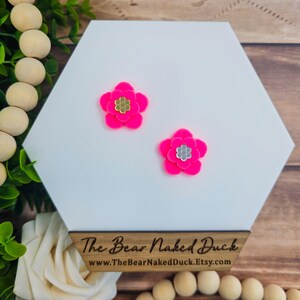 Sunset Pink Layered Flower Dangle Earring Blanks, Price Per Pair, DIY Acrylic Earring Blanks, Floral Earring Blanks, Peel and Stick