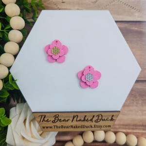 Bubblegum Pink Flower Dangle Earring Blanks, Price Per Pair, DIY Acrylic Earring Blanks, Floral Earring Blanks, Peel and Stick