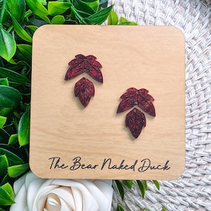 Burnt Maple Split Leaf Earrings Blanks, Price Per Pair, Do It Yourself Unfinished Earrings