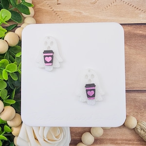 Muted Glitter Ghost with Color Shift Coffee Earring Blanks, Price Per Pair, DIY Acrylic Earring Blanks, Halloween Earring Blanks