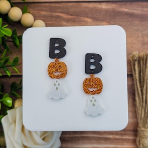 Boo Pumpkin and Ghost Halloween Stacker Earring Blanks for Jewelry Makers, DIY Halloween Earring Blanks, Price Per Pair, Acrylic Blanks