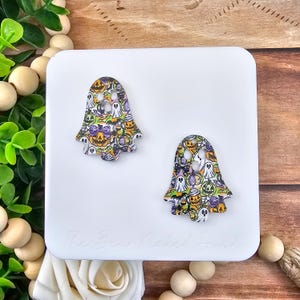 Green and Purple Halloween Ghost Earring Blanks, Price Per Pair, DIY Acrylic Earring Blanks, Halloween Earring Blanks