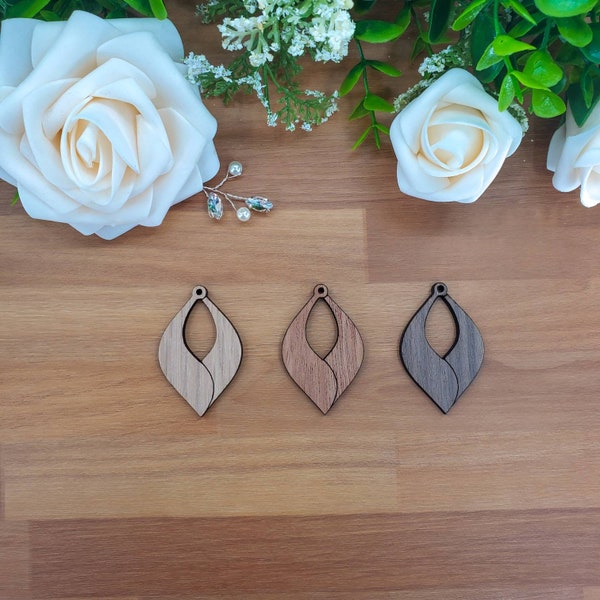 Twisted Open Petal Earring Blanks, Price Per Pair, Wood Earring Blanks for Jewelry Makers, DIY, Wood and Acrylic Earrings