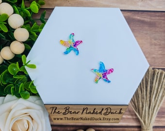 Preppy Shell Starfish Dangle Earring Blanks, Price Per 1 Pair, DIY Summer Acrylic Earring Blank, Findings for Jewelry Makers
