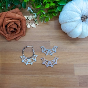 Spiderweb Halloween Interchangeable Hoop Earring Blanks, Price Per Pair, Acrylic Earring Blanks for Jewelry Makers, DIY