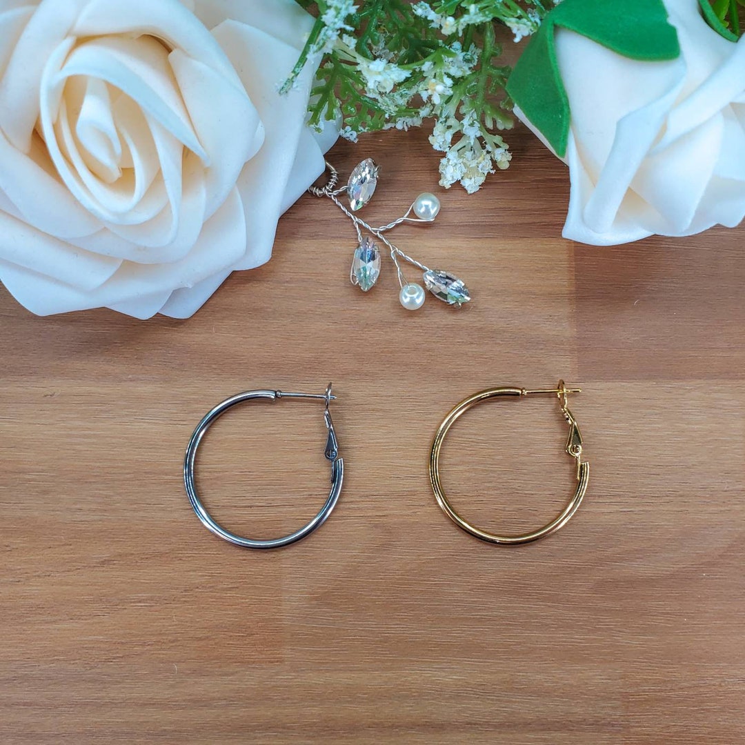 30mm Stainless Steel Leverback Hoop Earring Findings, Price per Pair