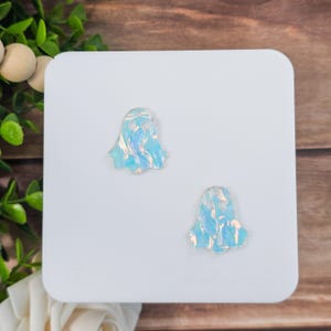Wavy Textured Iridescent Ghost Dangle Earring Blanks, Price Per Pair, DIY Acrylic Earring Blanks, Halloween Earring Blanks