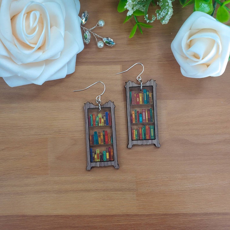 Antique Walnut Bookshelf Earring Blanks for Jewelry Makers Etsy