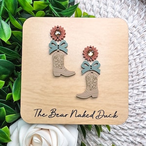 Khaki Cowgirl Coquette and Sunflowers Stacker Earrings Blanks, Price Per Pair, Do It Yourself Unfinished Earrings