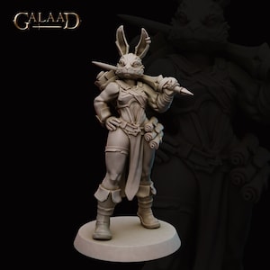 Rabbit Battle Mage | 32 mm Scale | Tabletop | unpainted miniature | DnD | Dungeons and Dragons