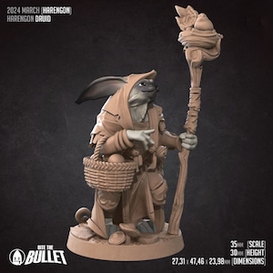 Harengon Druid | 35 mm Scale | Tabletop | unpainted miniature | DnD | Dungeons and Dragons