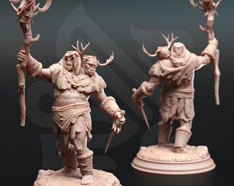 Droggod Tribe – Ettin Savages  |32 mm Scale | Tabletop | unpainted miniature | DnD | Dungeons and Dragons