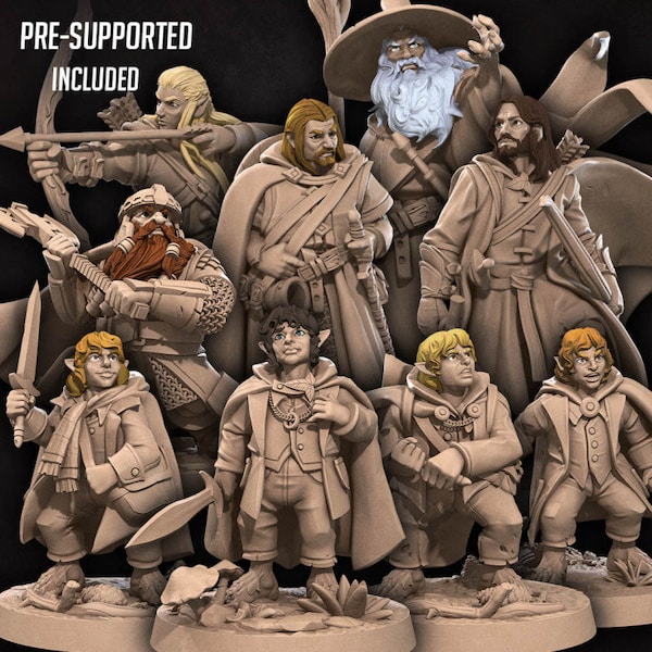 Explorers Fellowship (9 Models) | 35 mm Scale | Tabletop | unpainted miniature | DnD | Dungeons and Dragons