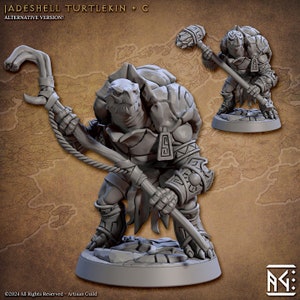 Jadeshell Turtlekins C | 32 mm Scale | Tabletop | unpainted miniature | DnD | Dungeons and Dragons