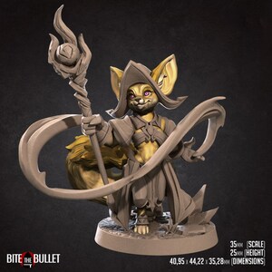 Hikari, the Foxfolk Wizard  | 35 mm Scale | Tabletop | unpainted miniature | DnD | Dungeons and Dragons