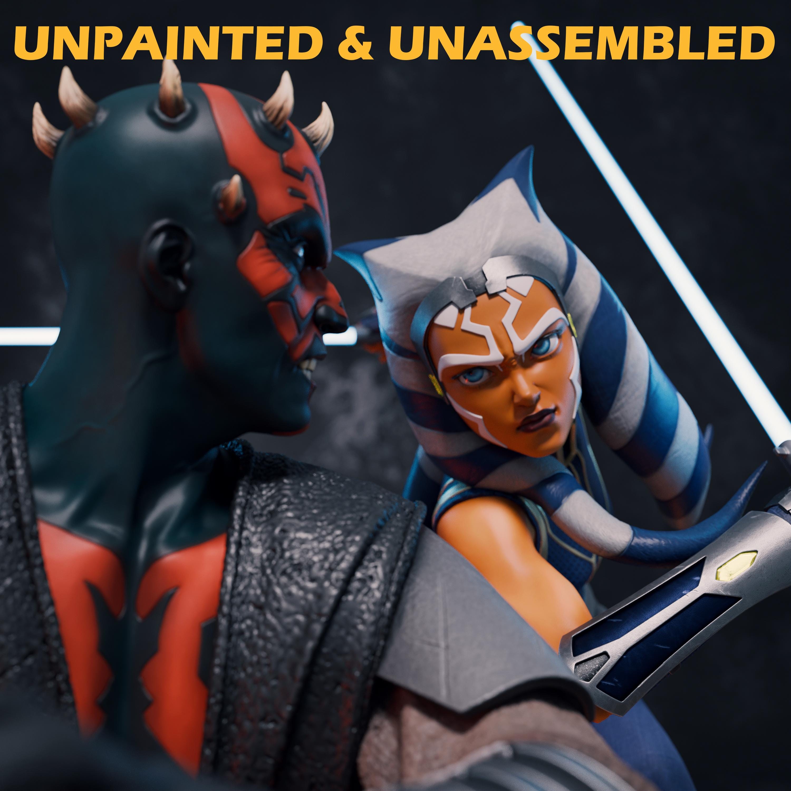 Ahsoka Tano Vs Darth Maul Statue |1/12 Scale| Unpainted 