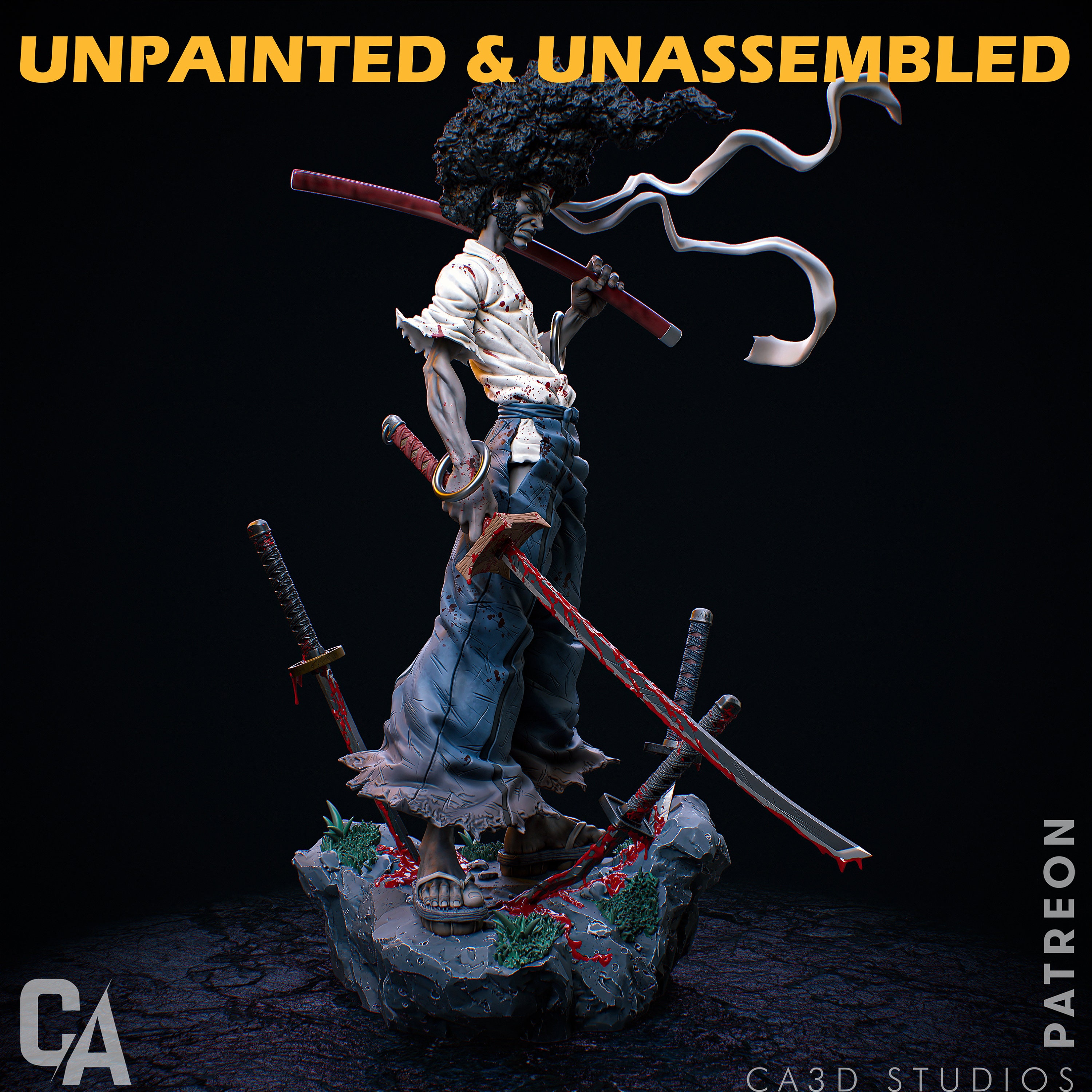 Afro Samurai Statue |1/12 Scale| Unpainted| Unassembled Kit - Etsy