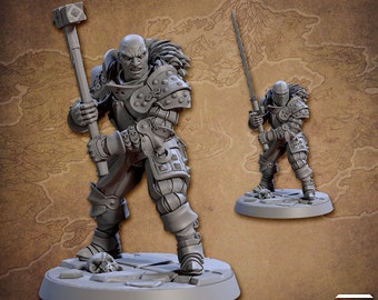 Vanguard Fighter A  | 32 mm Scale | Tabletop | unpainted miniature | DnD | Dungeons and Dragons