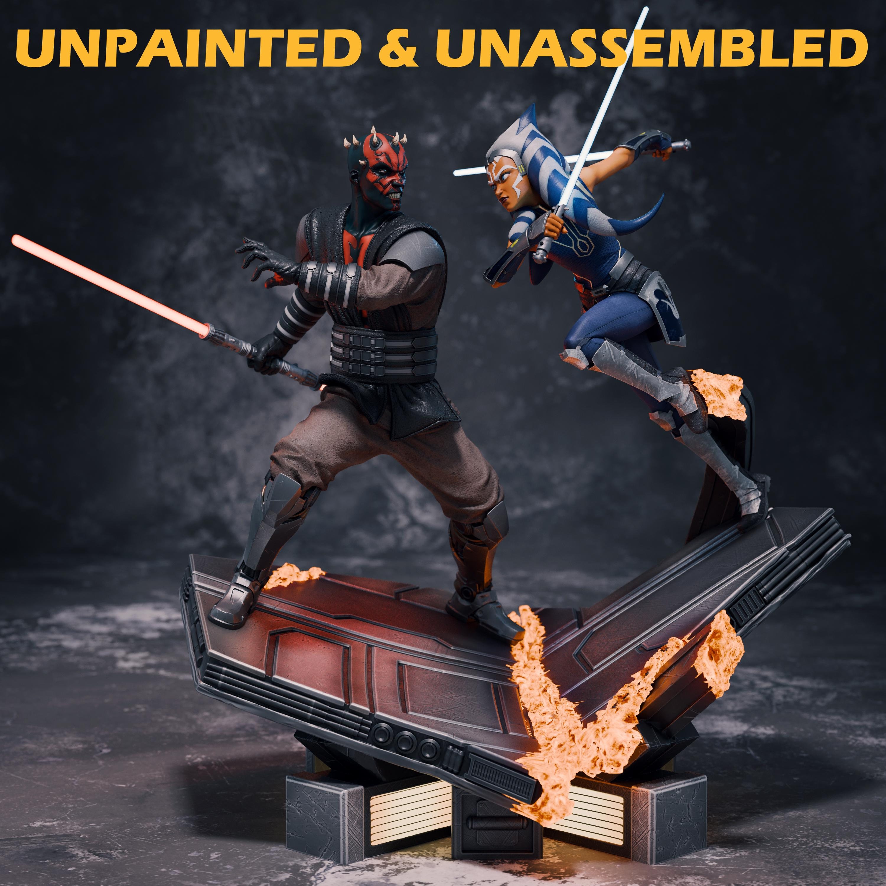 Ahsoka Tano Vs Darth Maul Statue |1/12 Scale| Unpainted 
