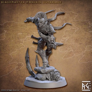 Blademaster Mordrin Duskblade | 32 mm Scale | Tabletop | unpainted miniature | DnD | Dungeons and Dragons