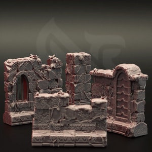 Modular Ancient Ruins Terrain (4 Pieces) |32 mm Scale | Tabletop | unpainted miniature | DnD | Dungeons and Dragons