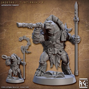 Jadeshell Turtlekins F | 32 mm Scale | Tabletop | unpainted miniature | DnD | Dungeons and Dragons