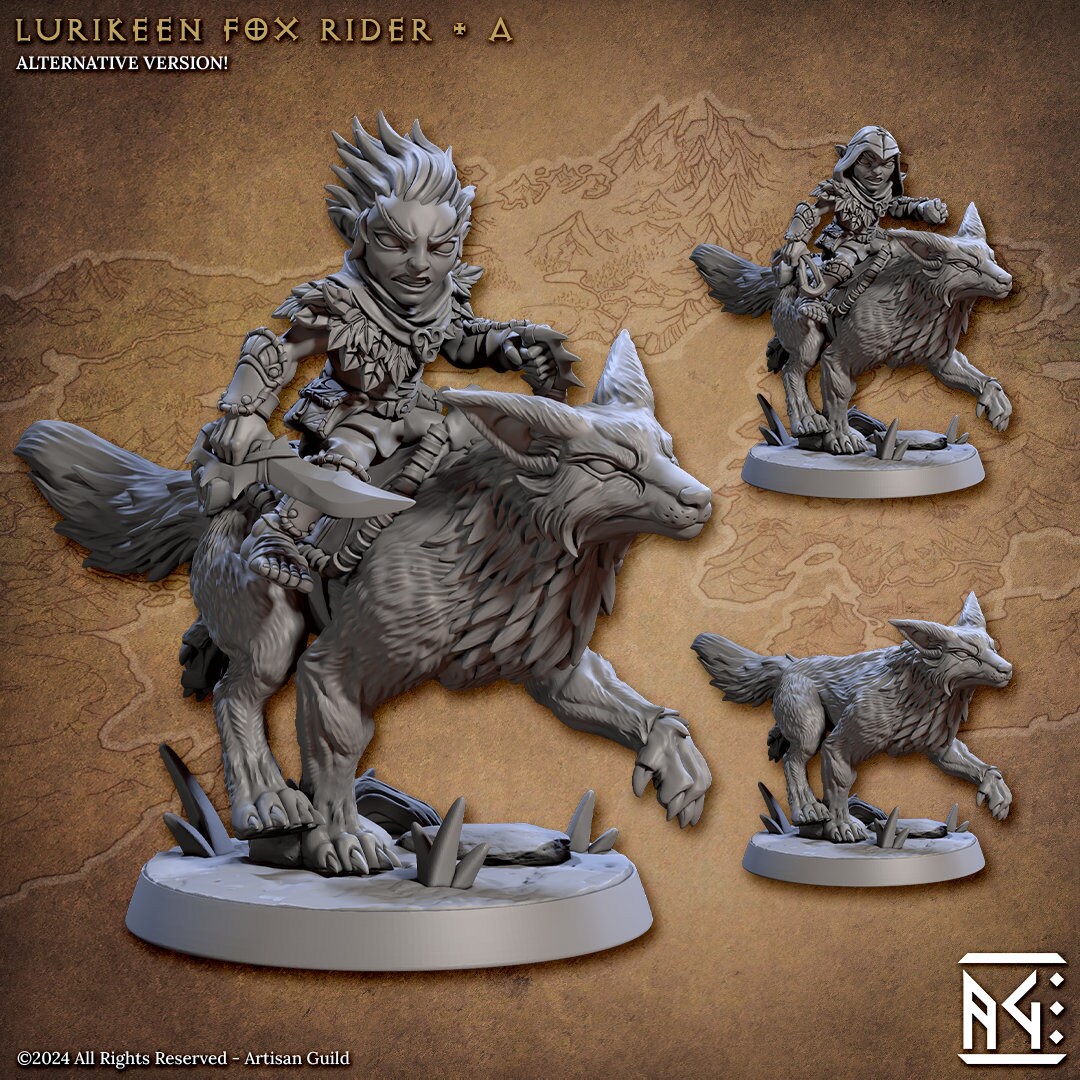 Mystic Fox Rider A | 32 Mm Scale | Tabletop | Unpainted Miniature