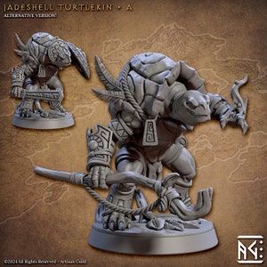 Jadeshell Turtlekins A | 32 mm Scale | Tabletop | unpainted miniature | DnD | Dungeons and Dragons