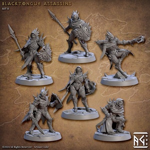Blacktongue Assassins Set 2 (Six Models) | 32 mm Scale | Tabletop | unpainted miniature | DnD | Dungeons and Dragons
