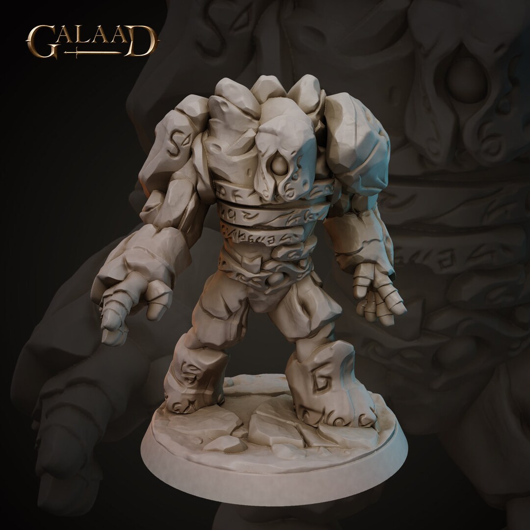 Runed Golem 1 | 32 Mm Scale | Tabletop | Unpainted Miniature | Dnd ...