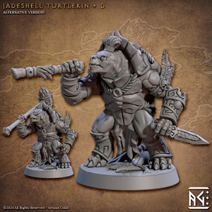 Jadeshell Turtlekins D | 32 mm Scale | Tabletop | unpainted miniature | DnD | Dungeons and Dragons