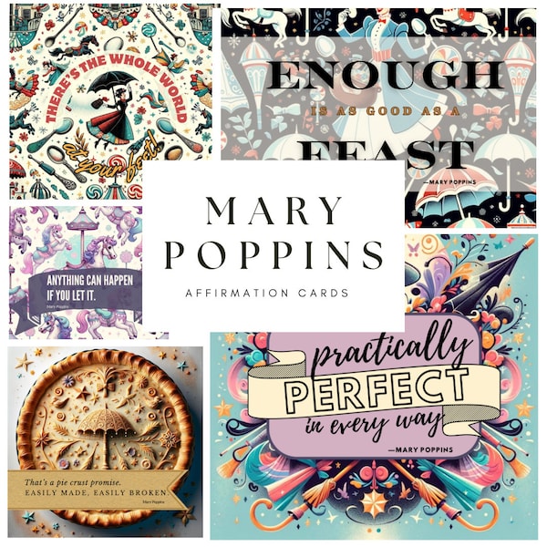 Mary Poppins Digital Affirmation Cards Printable Encouragement Whimsical