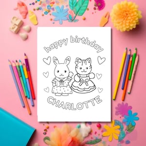 Personalized Kids Birthday Coloring Pages | Custom Birthday Party Activity | Set of 2 Print At Home Coloring Sheets | Child&#39;s Name & Age