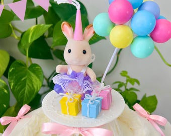 Pastel Calico Critters CAKE TOPPER Birthday Party Supplies Custom Decor Centerpiece with Bows & Banner Options