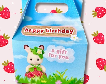 Lembrancinha de aniversário de morango Calico Critters para festa infantil