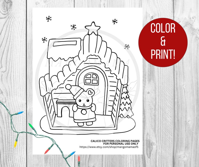 PRINTABLE Calico Critters HOLIDAY Christmas Coloring Pages, DIY Print ...