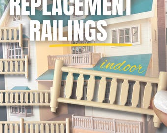 Replacement Dollhouse Indoor RAILINGS for Calico Critters Green Roof Manor | House on the Hill | Cream Beige Rail Spare Part