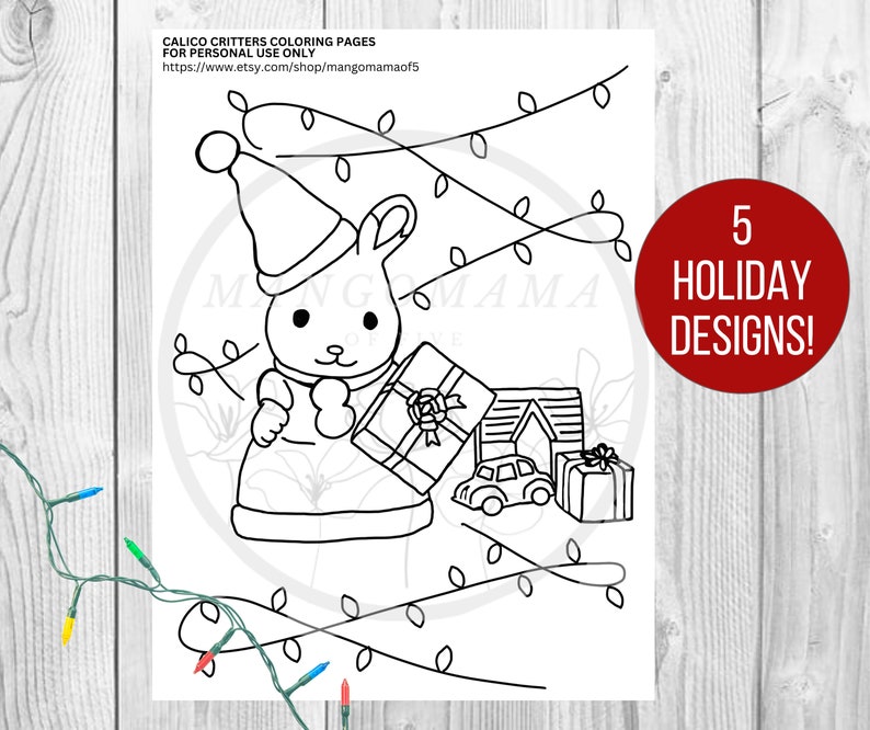PRINTABLE Calico Critters HOLIDAY Christmas Coloring Pages, DIY Print ...